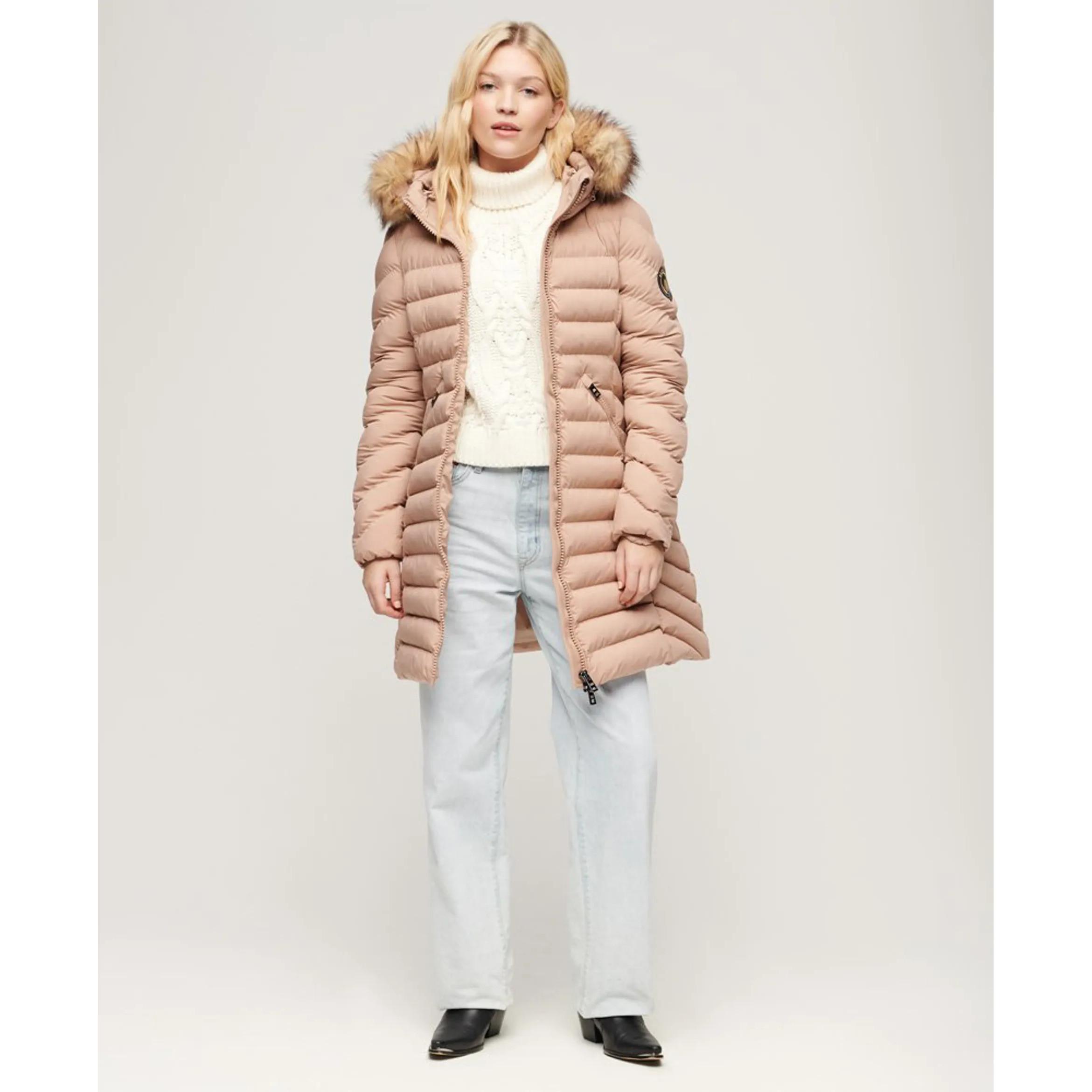Superdry Fuji Faux Fur Piumino Lunghezza Media  