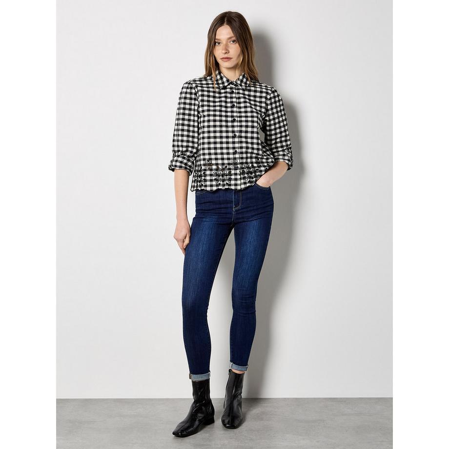 APRICOT Chemise Gingham avec Ourlet Brodé  