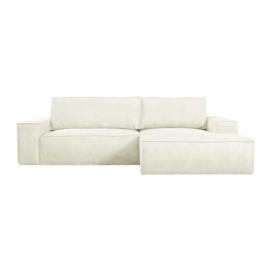 PASCAL MORABITO Ecksofa mit Schlaffunktion - Ecke rechts - Cord - Weiß - AMELIA  