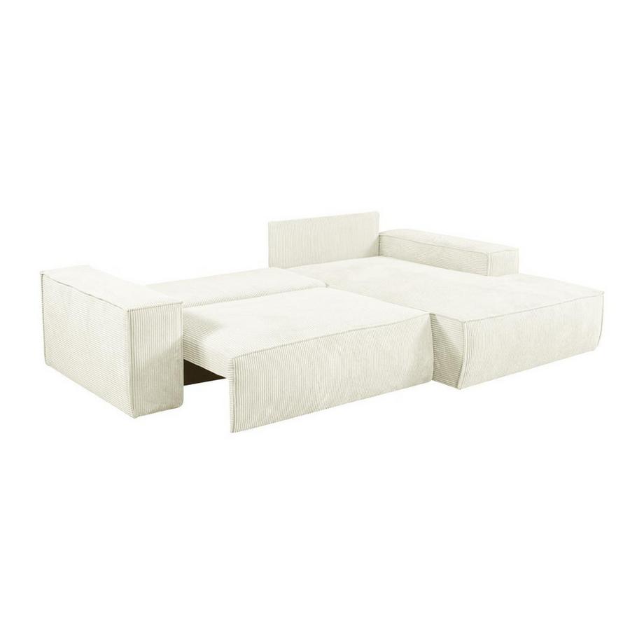 PASCAL MORABITO Ecksofa mit Schlaffunktion - Ecke rechts - Cord - Weiß - AMELIA  