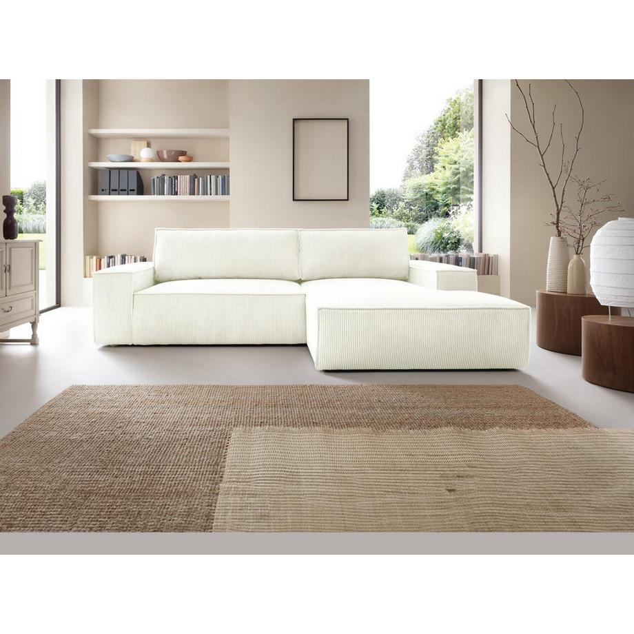 PASCAL MORABITO Ecksofa mit Schlaffunktion - Ecke rechts - Cord - Weiß - AMELIA  