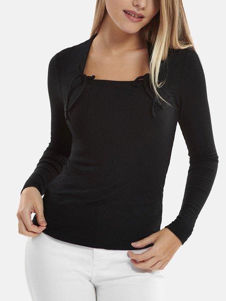 Image of Top Mit Langen Ärmeln Verstellbarer Halsausschnitt Kenza Damen Schwarz S