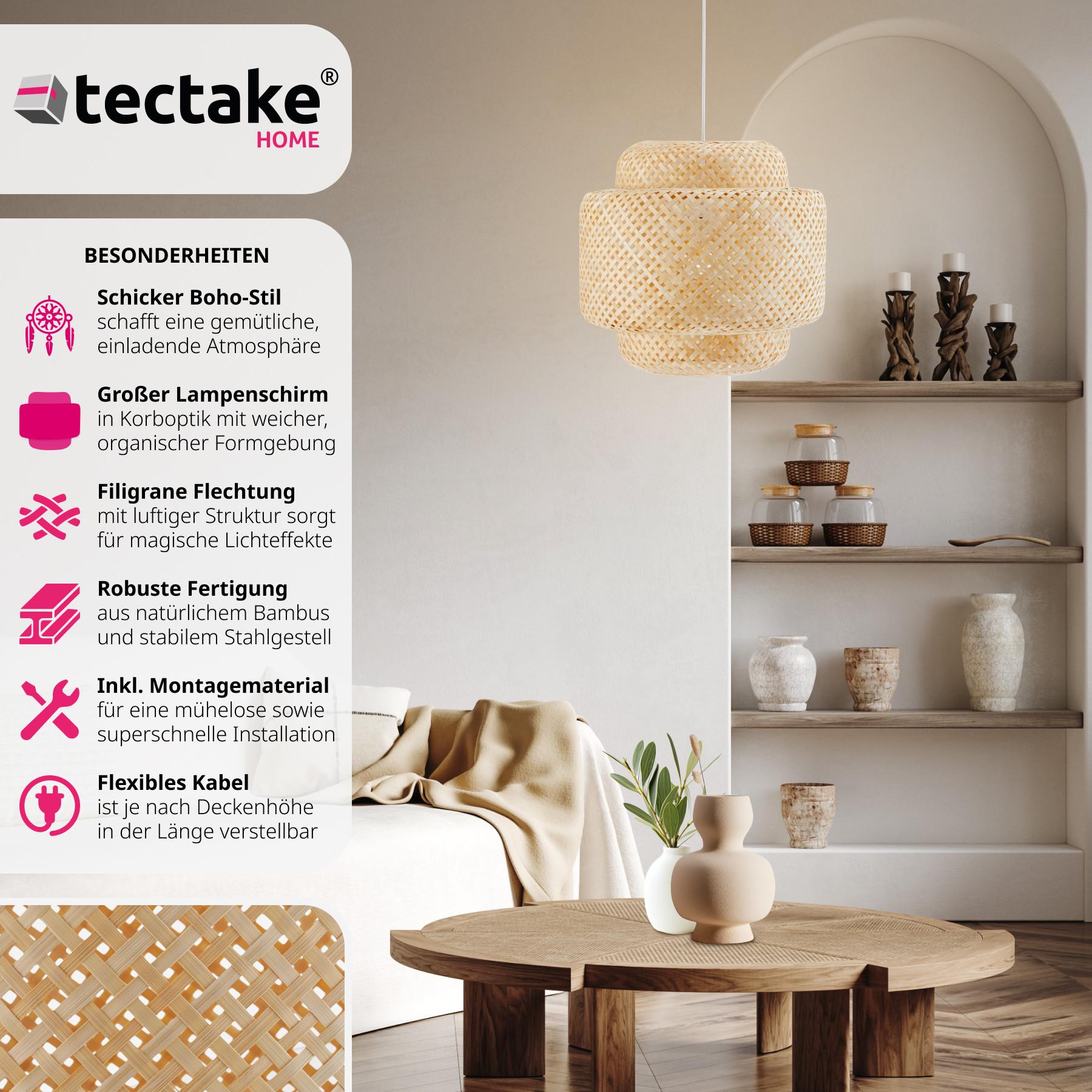 Tectake Plafoniera Lignea Lux in bambù, in stile boho, 40W  