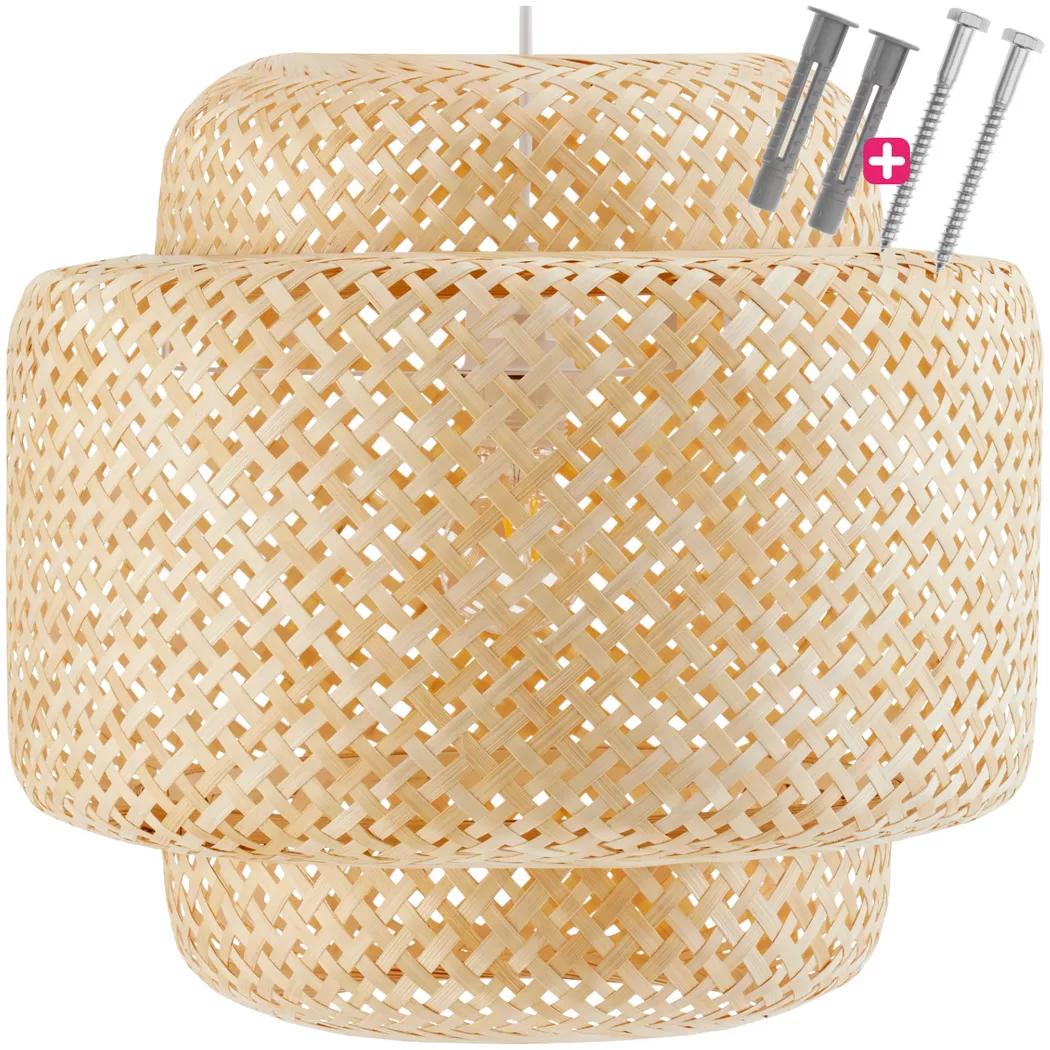Tectake – Deckenleuchte Lignea Lux aus Bambus, im Boho-Stil, 40W, 39cm, Braun