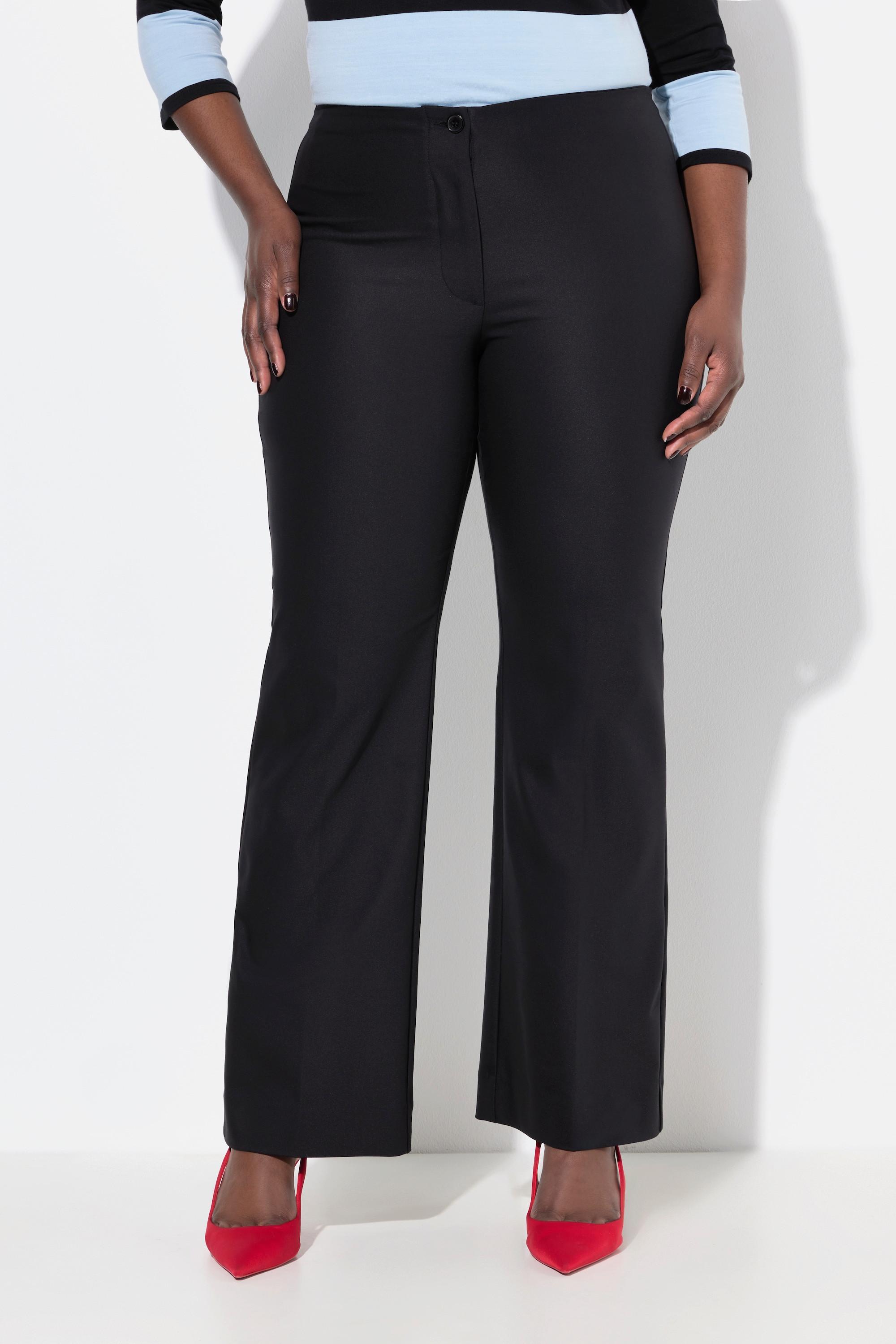 Ulla Popken  Pantalon droit Rose avec ceinture confortable et tissu stretch 