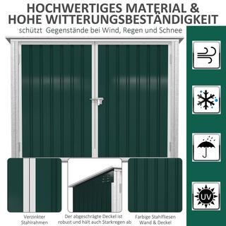 Northio Mülltonnenbox Abschließbare Müllbox Für 2 Tonnen, Stahl, Grün, 178,5X104,5X128,5/113Cm  