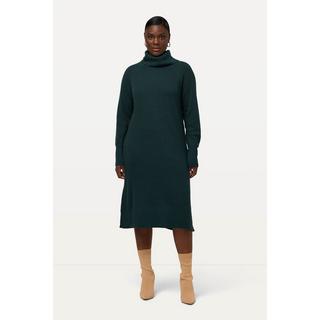 Ulla Popken  Robe en maille côtelée, manches longues et col montant, silhouette en H 