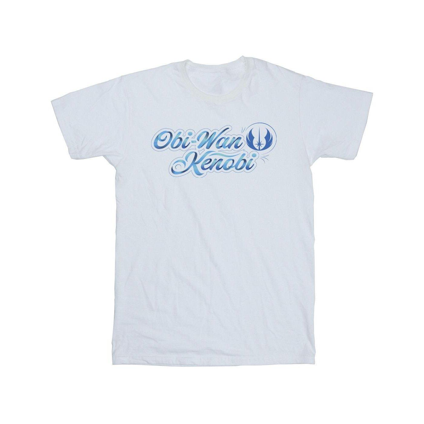 Image of Obiwan Kenobi Ribbon Font Tshirt Mädchen Weiss 152-158