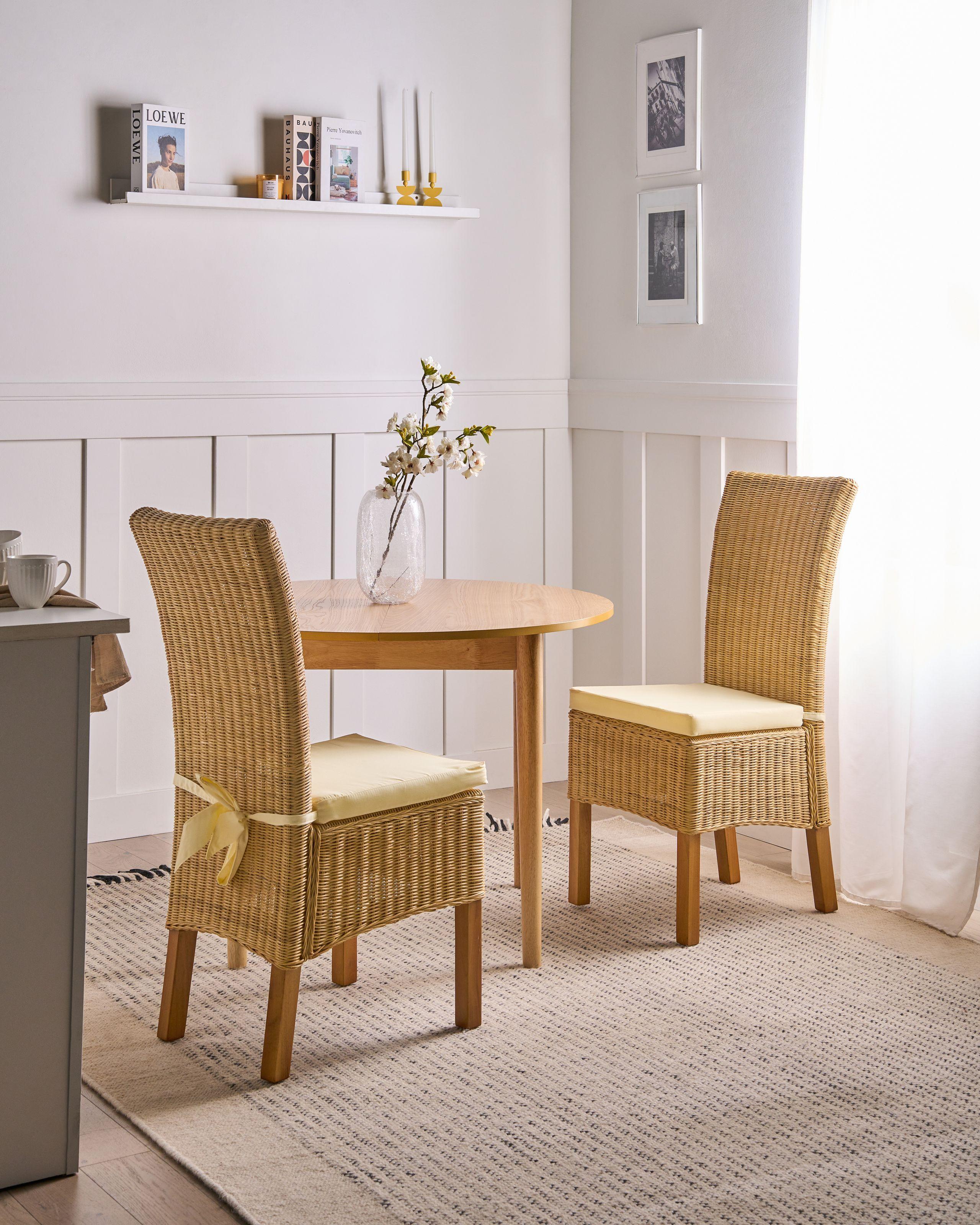 Beliani Lot de 2 chaises de salle à manger en Rotin Scandinave ANDES  