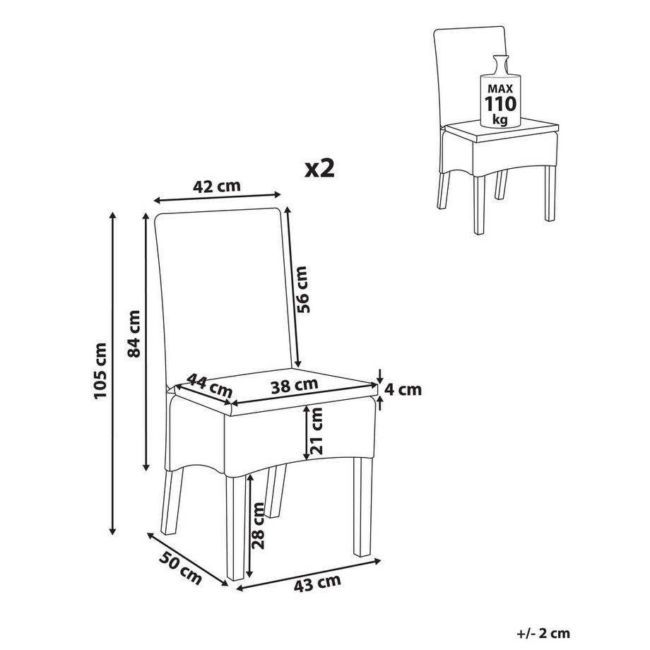 Beliani Lot de 2 chaises de salle à manger en Rotin  ANDES  