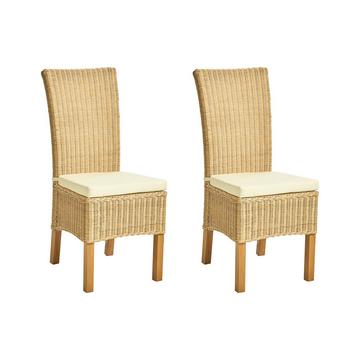 Lot de 2 chaises de salle à manger en Rotin Scandinave ANDES