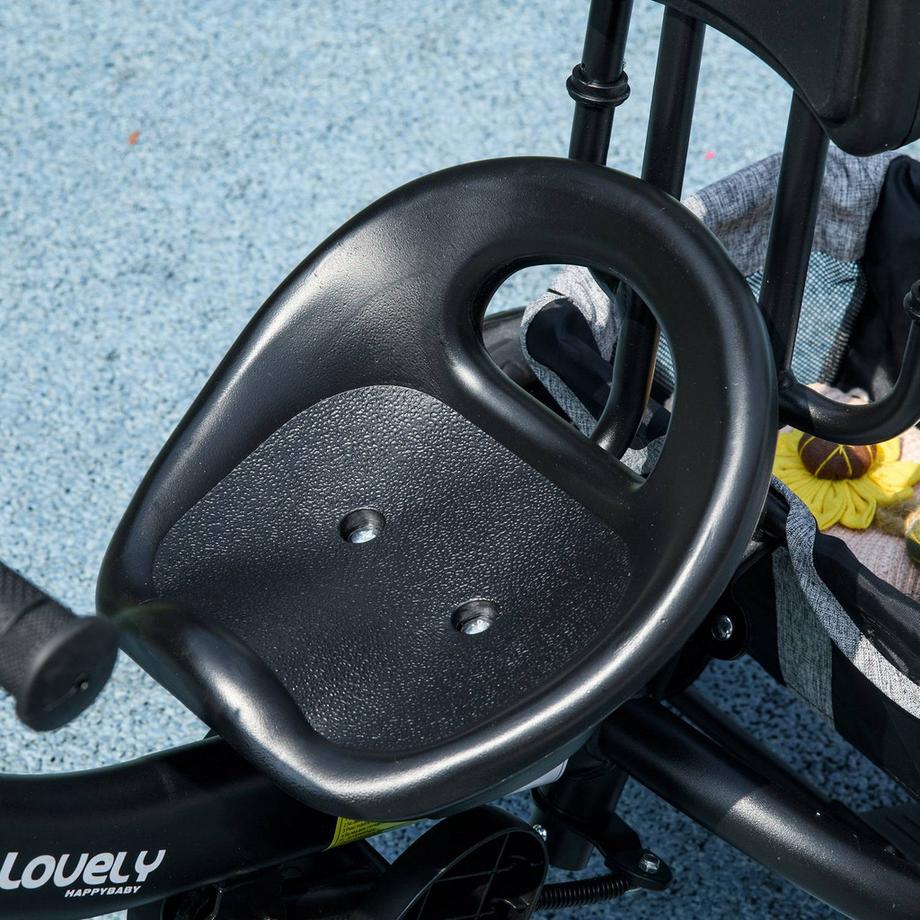 Northio  Triciclo 6 In 1 Asta Di Spinta Triciclo Per Bambini Tettuccio Parasole Rimovibile Cestello Con Cintura A 5 Punti Portabicchieri 1-5 Anni Grigio 