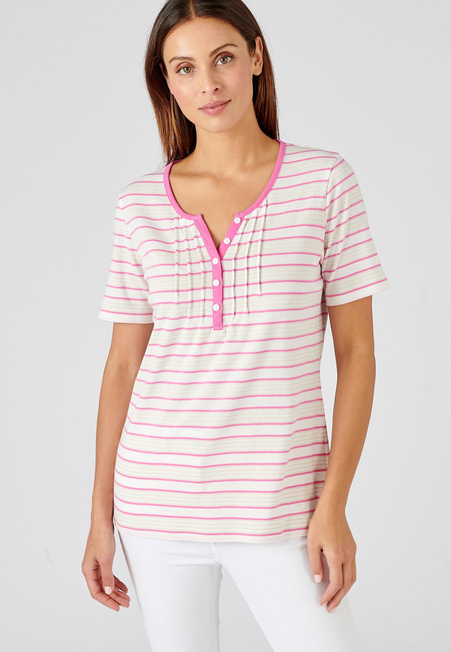 Image of Feinripp-t-shirt Aus Reiner Baumwolle. Damen Rosa 34/36