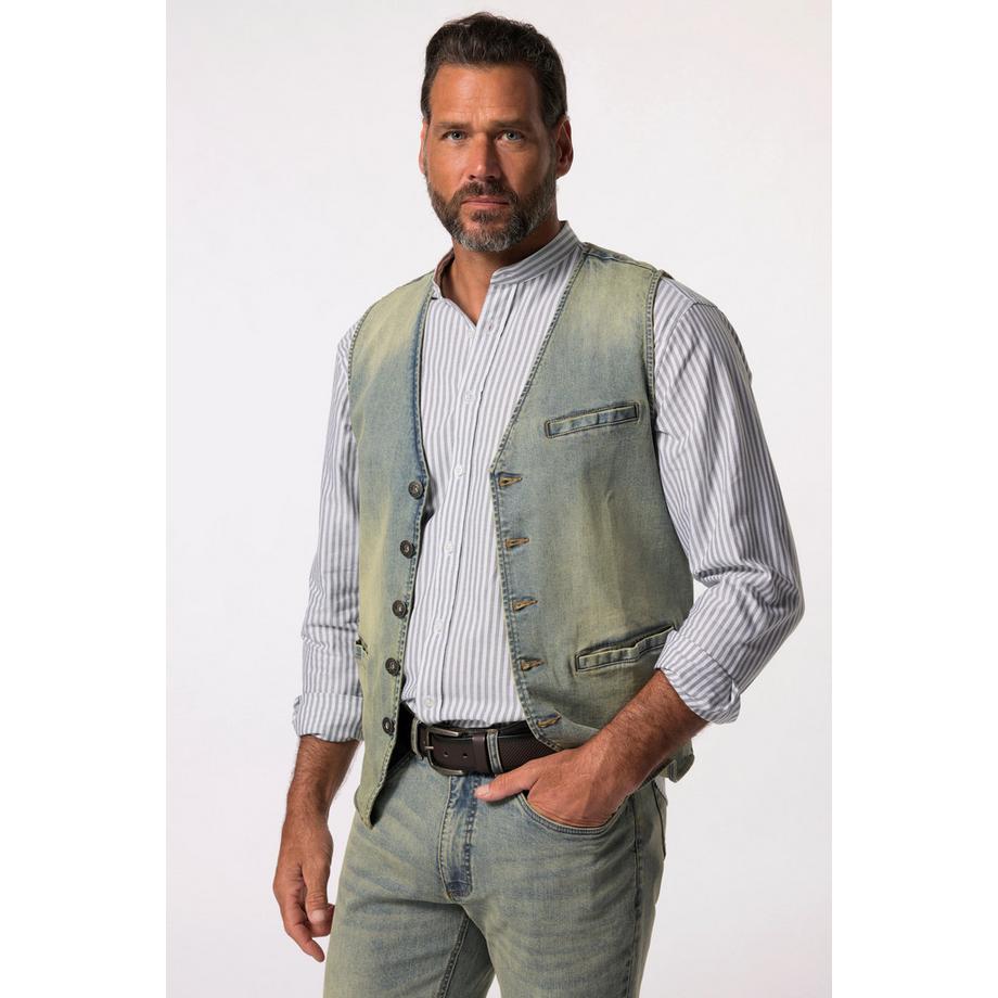JP1880 Jeansweste V-Ausschnitt Vintage Look  