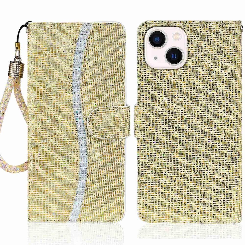 Image of iPhone 14 Plus - Glitter Leder Etui