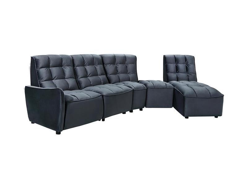 Vente-unique Ecksofa mit Relaxfunktion ALFORD Verstellbar Samt  