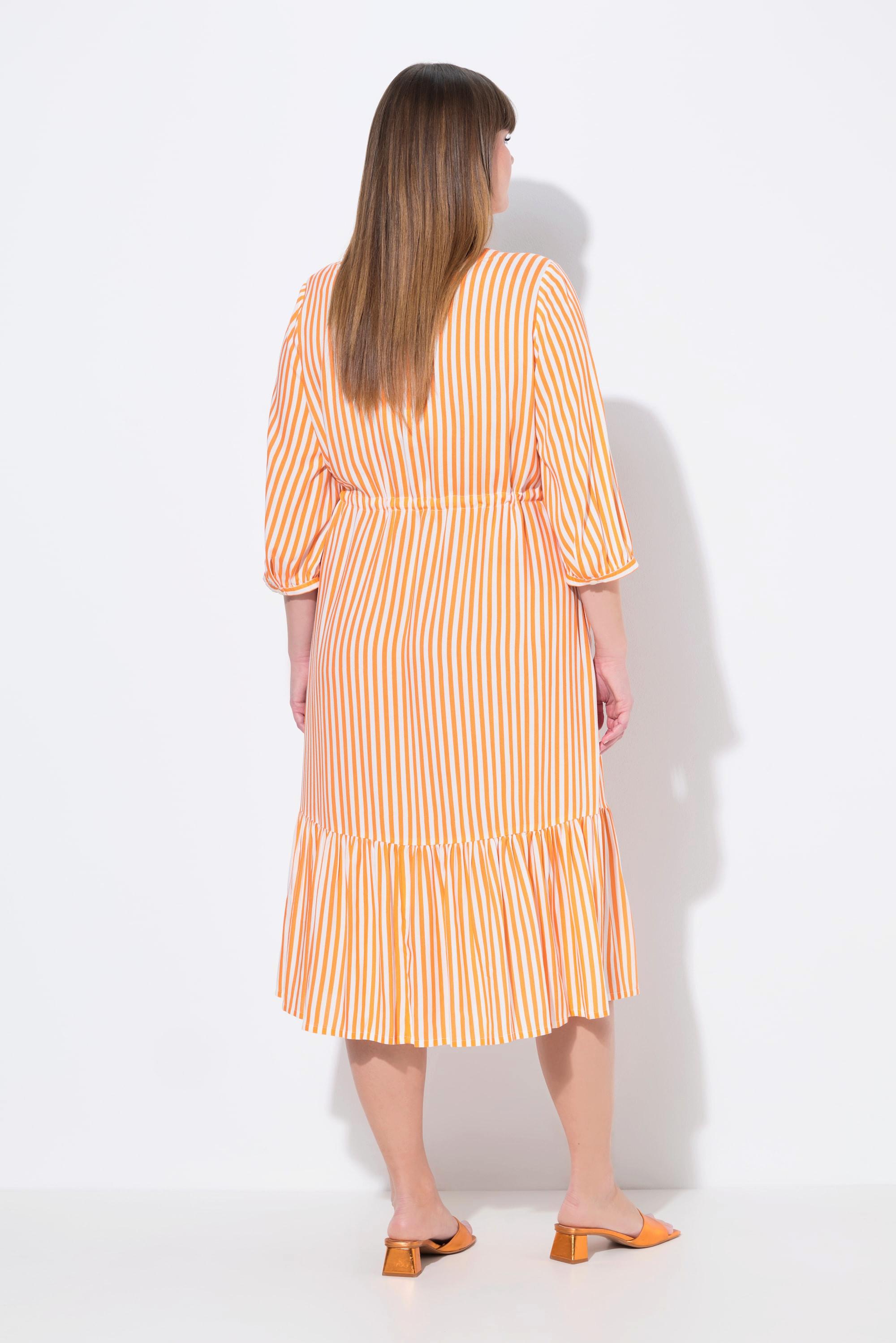 Ulla Popken Abito chemisier a righe Collo Kent Maniche 3/4  