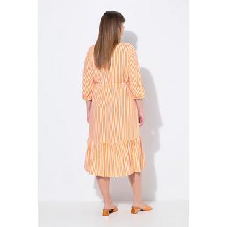 Ulla Popken Abito chemisier a righe Collo Kent Maniche 3/4  