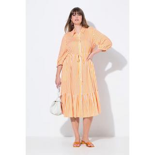 Ulla Popken Abito chemisier a righe Collo Kent Maniche 3/4  