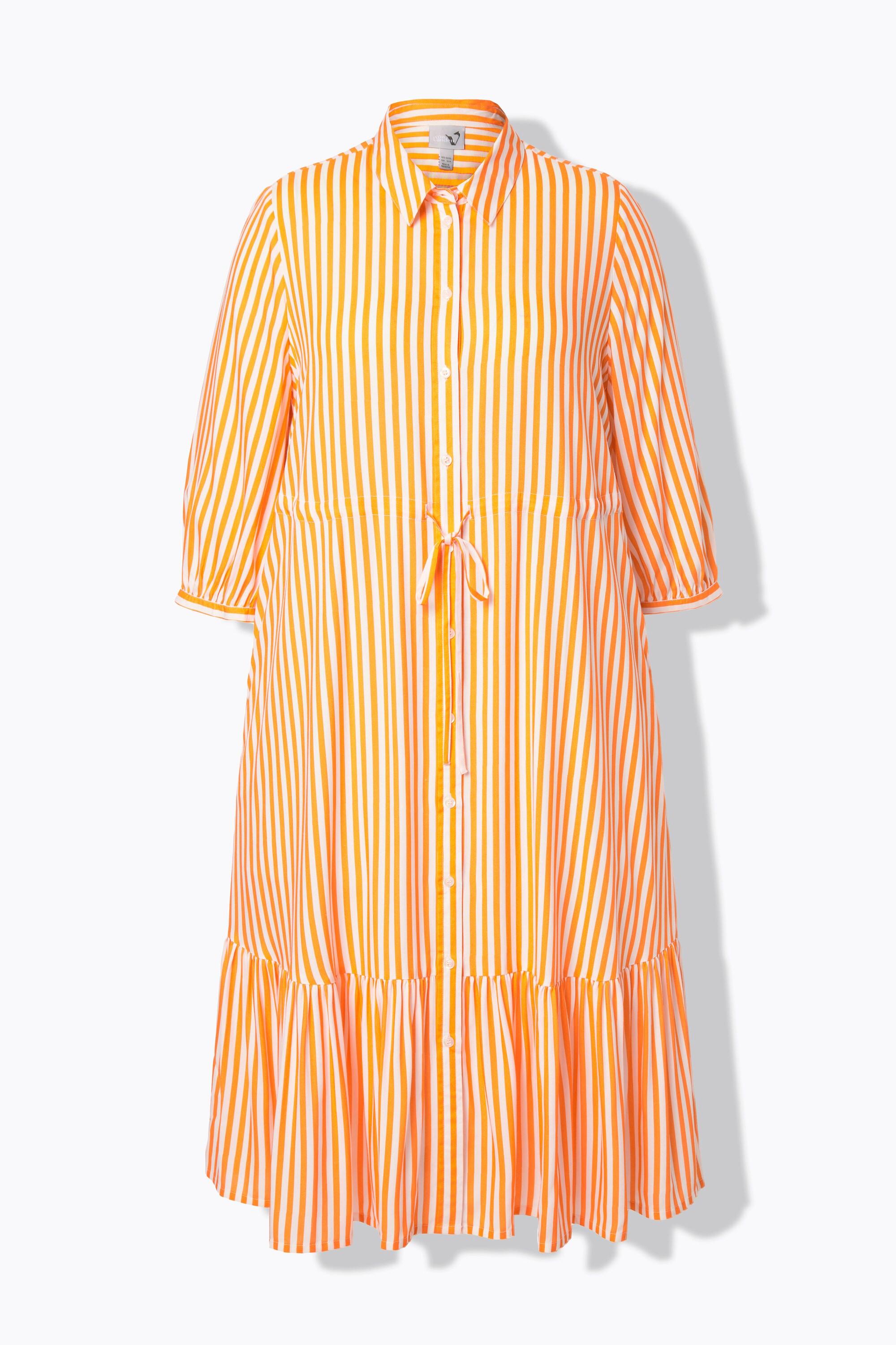 Ulla Popken Abito chemisier a righe Collo Kent Maniche 3/4  