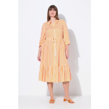 Ulla Popken Abito chemisier a righe Collo Kent Maniche 3/4  