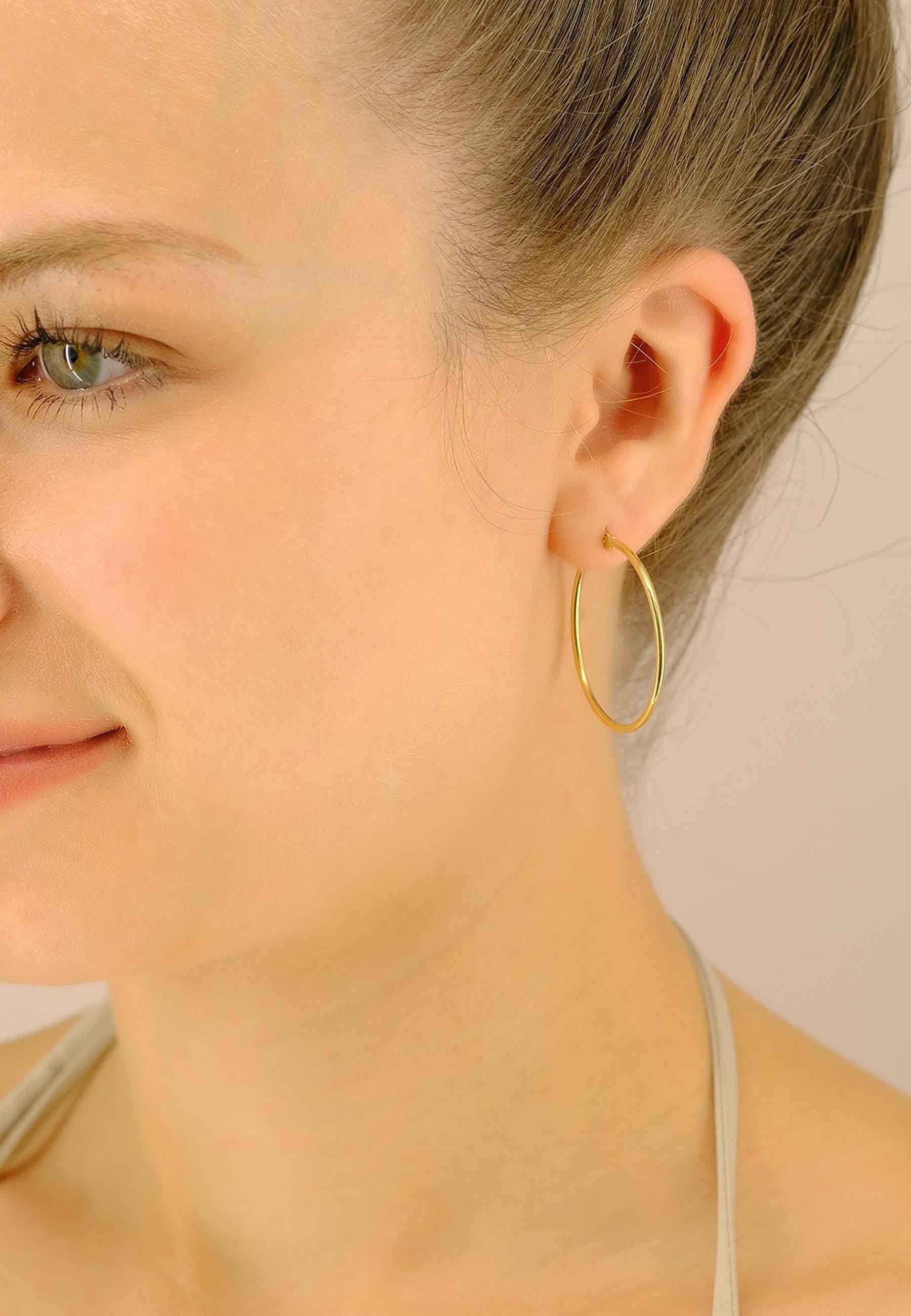 MUAU Schmuck  Creolen Gelbgold 750 Runddraht 33mm 