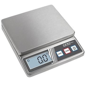 Bilancia da tavolo, versione in acciaio inox, campo di pesatura max 5 kg, precisione 1 g, piatto di pesata 125 x 155 mm.