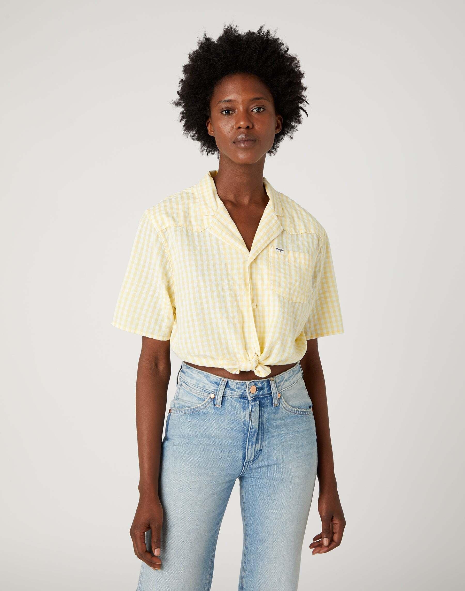 Image of Blusen Tie Resort Shirt Damen Gelb Bunt M