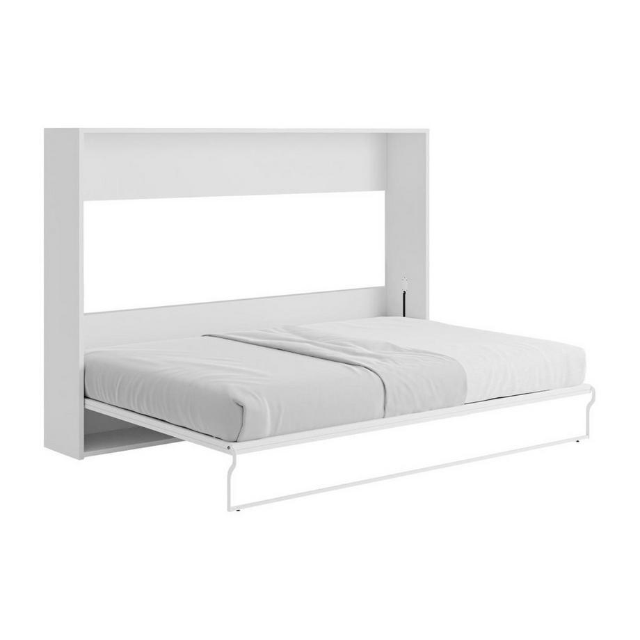 Vente-unique Lit escamotable 140 x 200 cm - Ouverture horizontale manuelle - Blanc - MALINA II  
