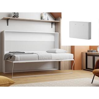 Vente-unique Letto estraibile 140 x 200 cm Apertura orizzontale manuale Bianco - MALINA II  