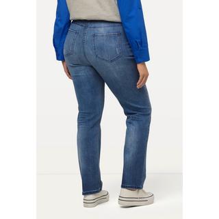 Ulla Popken  Jeans modello Sammy a vita alta elasticizzato con gamba aderente ed effetto destroyed 