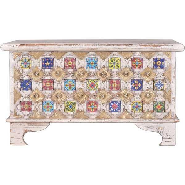 Image of Truhe Bakhra Mango vintage weiss 80x40 Truhe Bakhra Mango vintage weiss 80x40