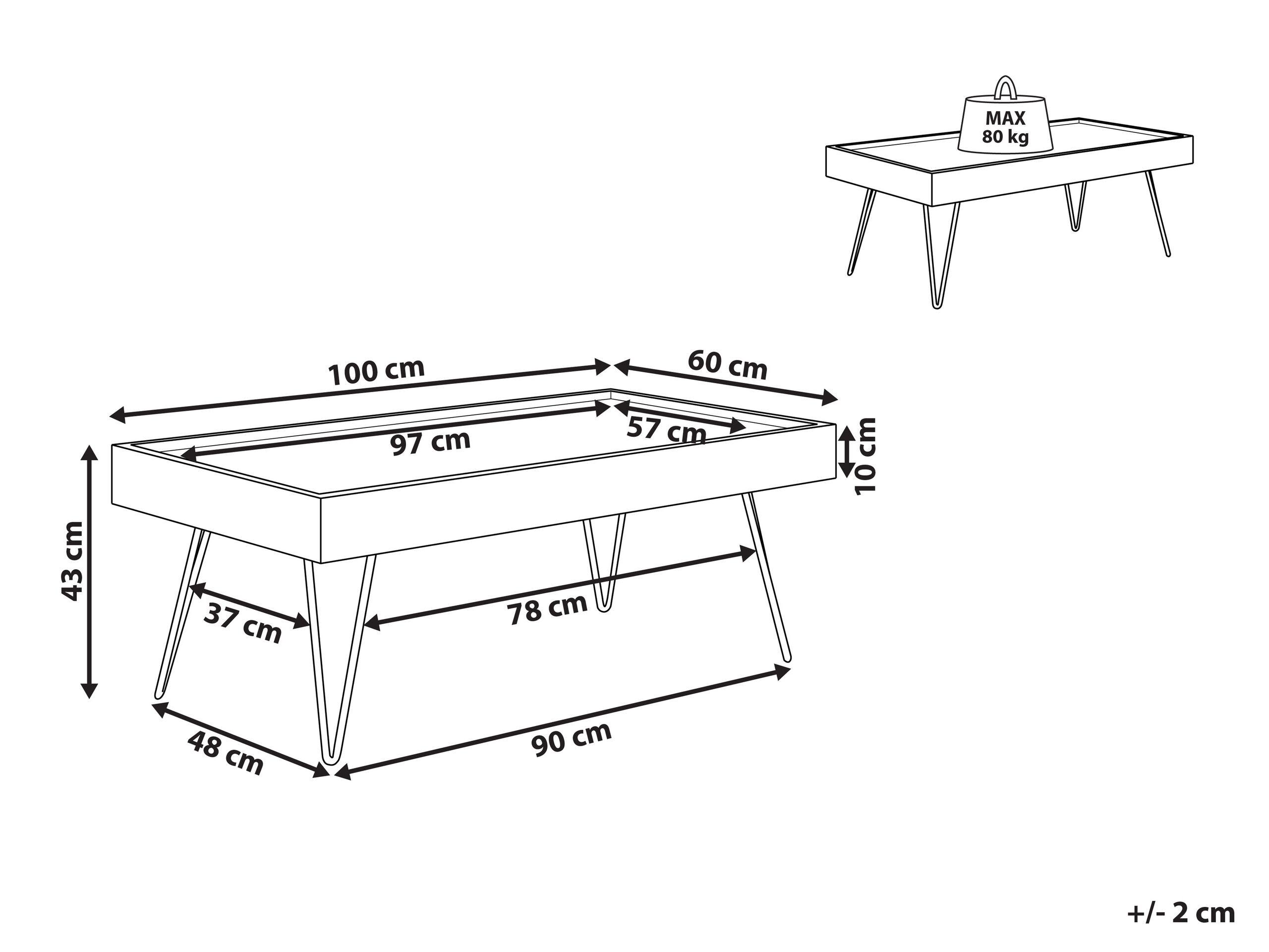 Beliani Couchtisch aus MDF-Platte Industriell WELTON  