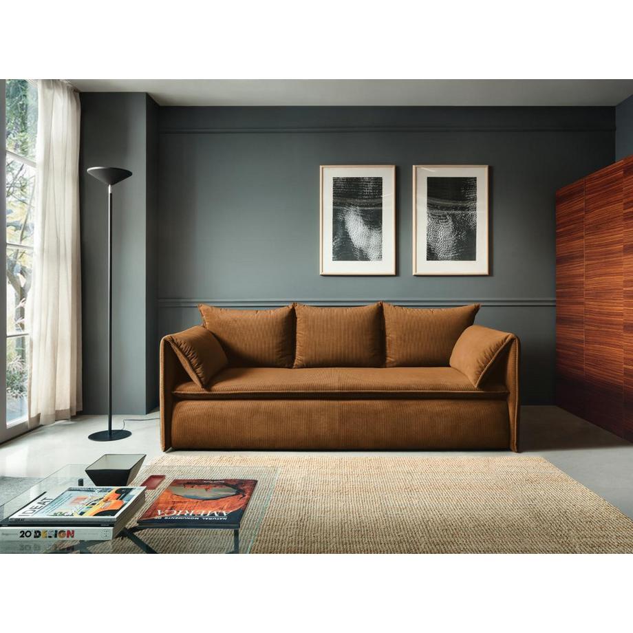 Vente-unique Sofa 3-Sitzer - Mit Schlaffunktion - Cord - Terracotta - TEODORA  