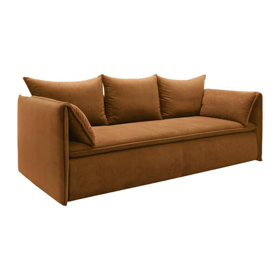 Sofa 3-Sitzer - Mit Schlaffunktion - Cord - Terracotta - TEODORA
