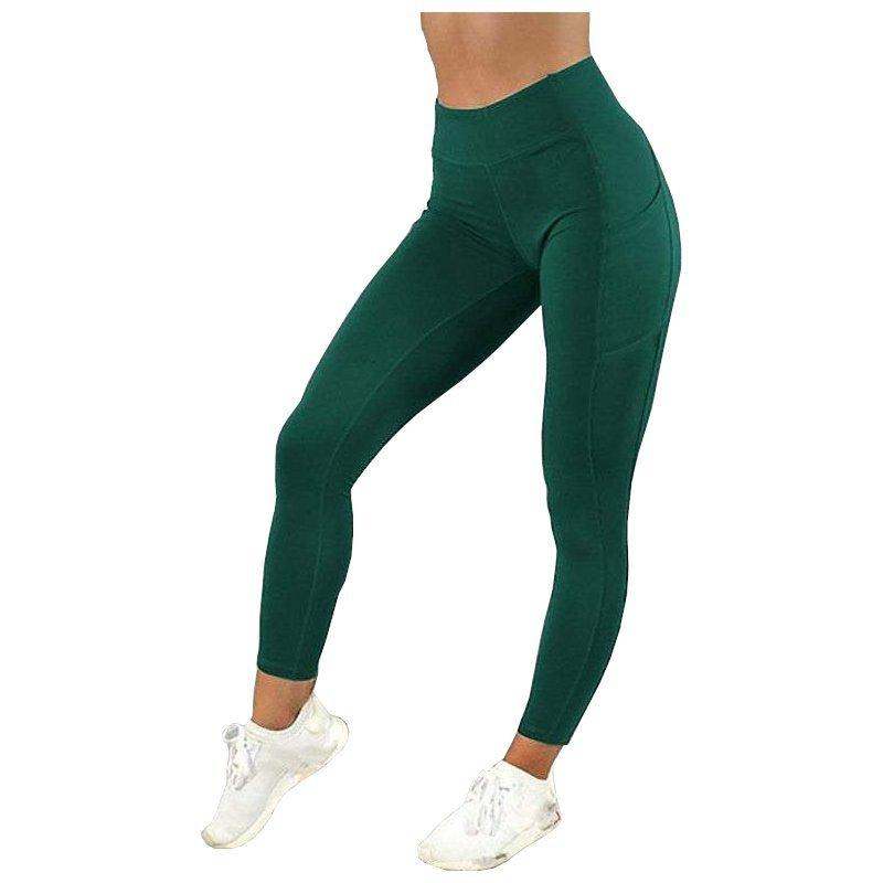 Image of -fitnessstudio -strumpfhosen Leggings Hohe Taille Leggings Mit Seitentasche Yoga Fitness Slim Hosen Unisex Grün L