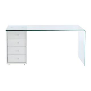 Vente-unique Bureau MURIEL avec rangements 4 tiroirs Verre trempé MDF  