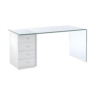 Vente-unique Bureau MURIEL avec rangements 4 tiroirs Verre trempé MDF  