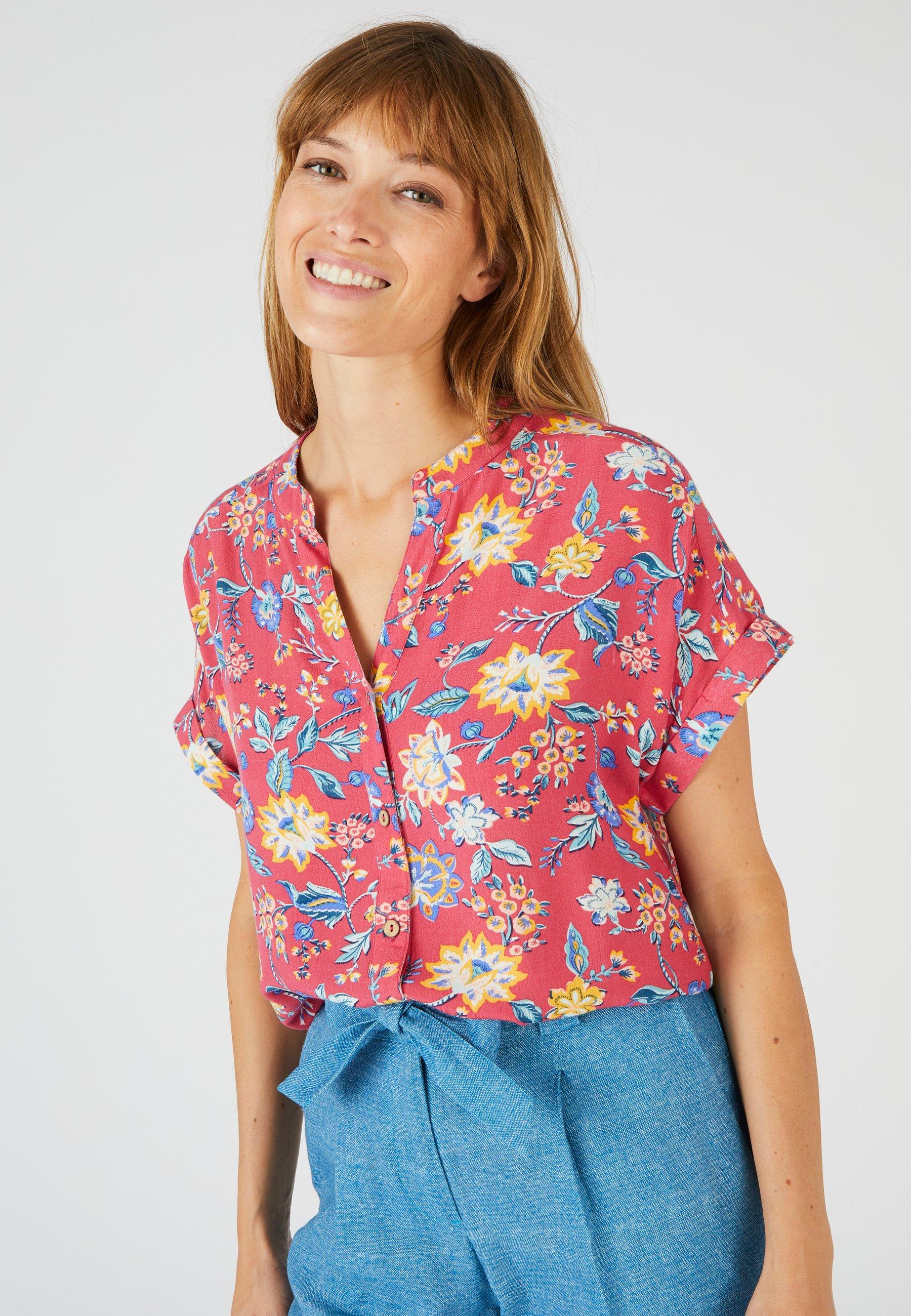 Image of Crepon-bluse. Damen Rot 44