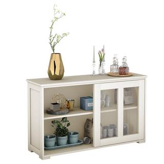 Northix Sideboard Küchenschrank Wohnzimmerregel mit Schiebetüren Cremeweiß 106,5 x 33 x 62,5 cm  