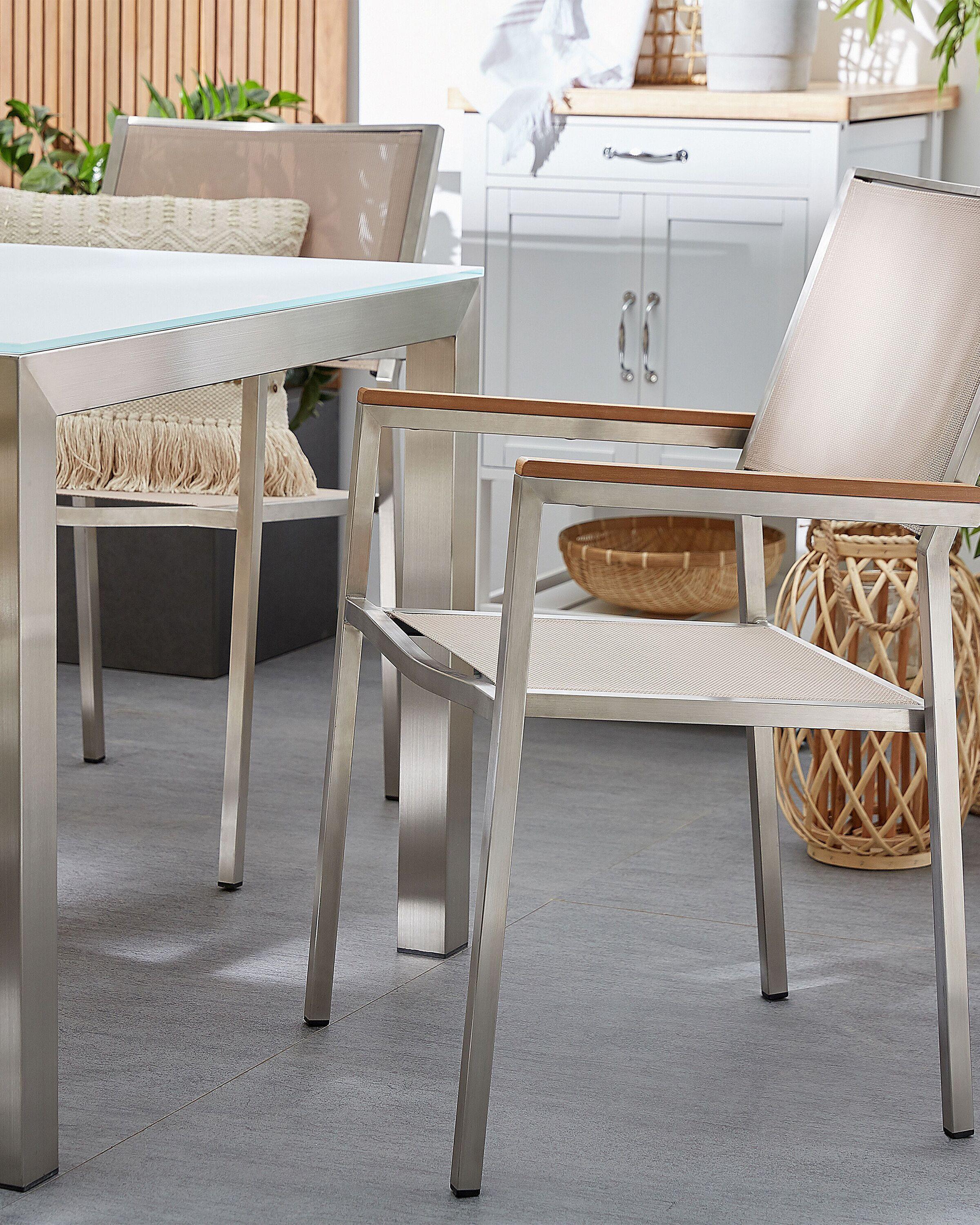 Beliani Lot de 6 chaises de jardin en Acier inox Industriel GROSSETO  