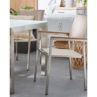 Beliani Lot de 6 chaises de jardin en Acier inox Industriel GROSSETO  