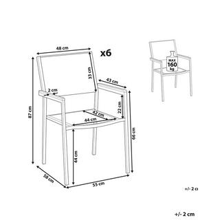 Beliani Lot de 6 chaises de jardin en Acier inox Industriel GROSSETO  