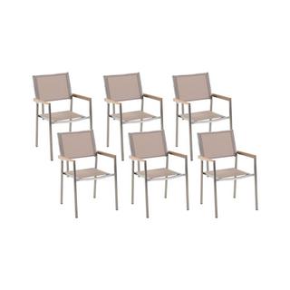 Beliani Lot de 6 chaises de jardin en Acier inox Industriel GROSSETO  