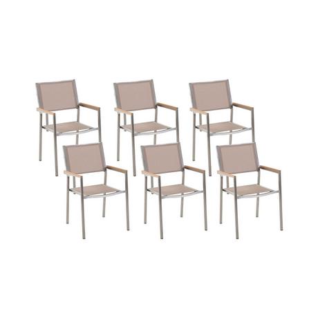 Beliani Lot de 6 chaises de jardin en Acier inox Industriel GROSSETO  