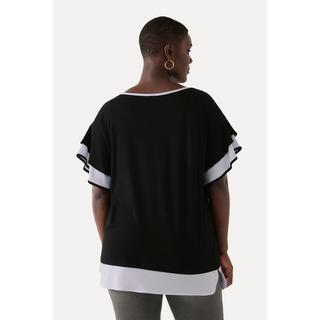 Ulla Popken  T-Shirt, Oversized, Rundhals, Volant-Halbarm 