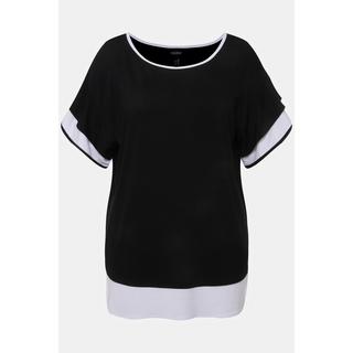 Ulla Popken  T-shirt dal taglio oversize con scollo a girocollo e mezze maniche con volant 