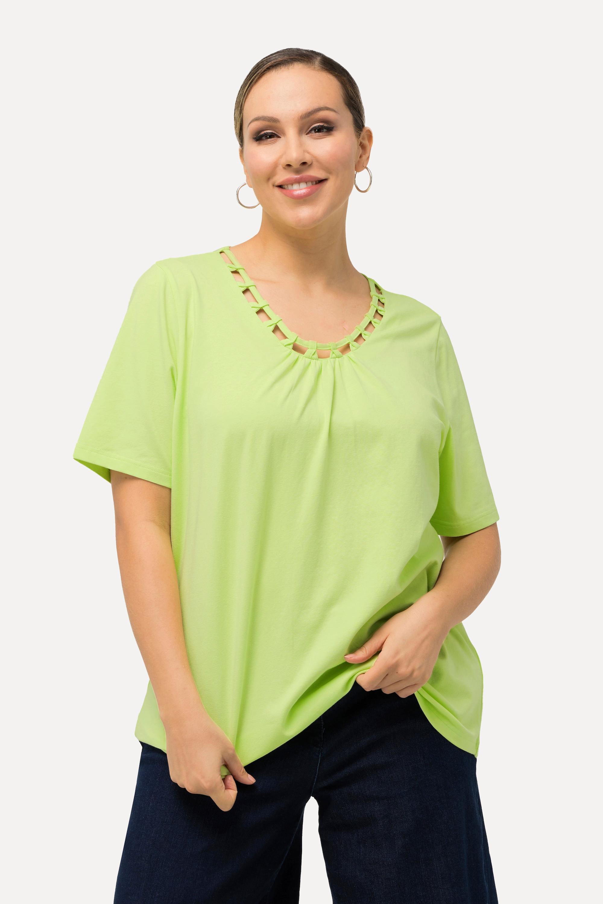 Ulla Popken  T-shirt con scollo rotondo con aperture e mezze maniche 