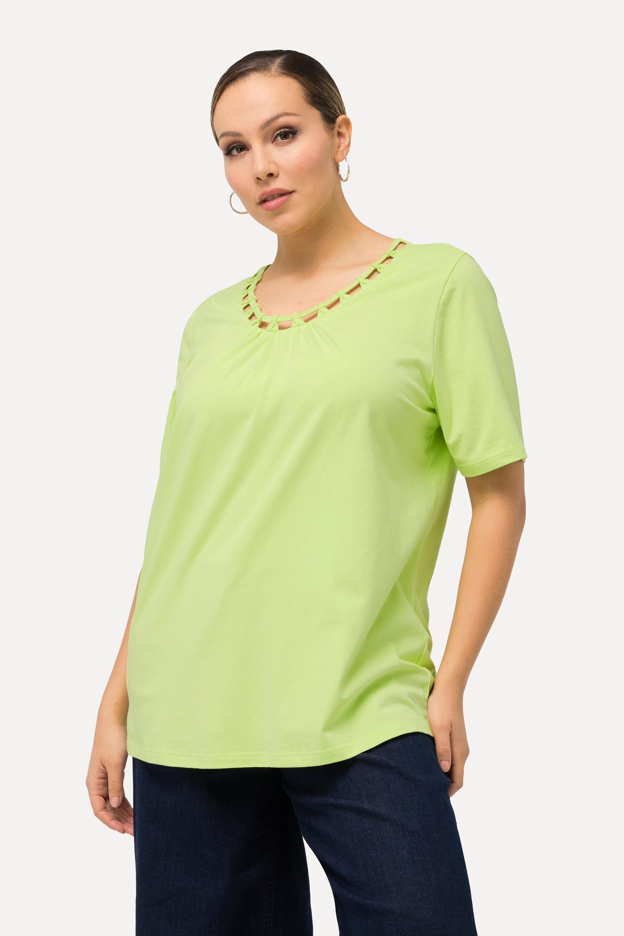 Ulla Popken  T-shirt con scollo rotondo con aperture e mezze maniche 