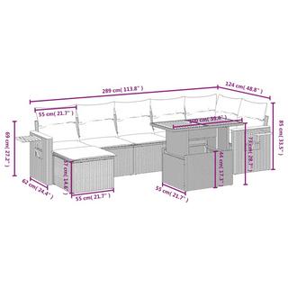 VidaXL Ensemble de canapés de jardin rotin synthétique  